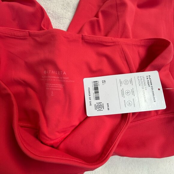 Athleta Elation High Rise Colorblock 7/8 Tight Leggings Red Large Yoga New $99 - Picture 3 of 10